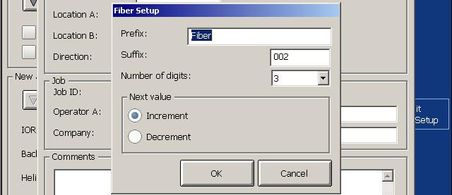 Press the button appearing next to the Fiber ID box to change the contents of the fiber identification. 6.