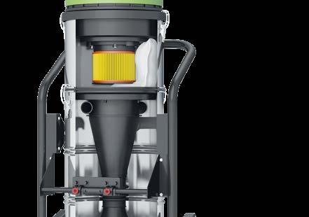 MULTISTAGE FILTRATION Ideal to vacuum large quantities of fine dust and debris without clogging the cartridge filter.