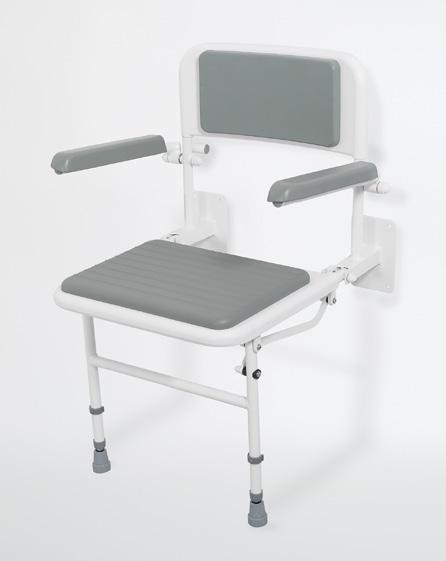 moulded plastic seat Non-corrosive aluminium & stainless steel frame construction 1 year warranty Maximum weight limit 190kg (30 stone) 546 (d) x 853-983 (h) x 589mm Colour: white Wall mounted fully