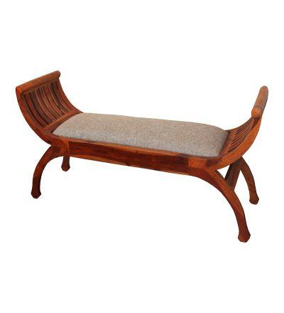This sheesham wood bench comes with upholstery, which offers comfortable seating.