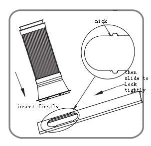 Step 4: Place the exhaust pipe assembly (exhaust flat port) into the window