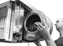 2) Firmly grip the blower panel and lift it approximately ½ or until the bottom of