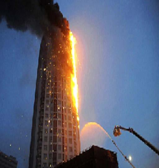 battle a blaze in a 25-storey tower without equipment to reach the flames.