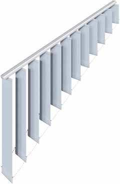 Vertical louvre blinds Top rail Slat bracket Weighting plates Slats