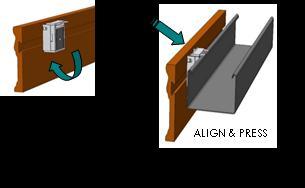 Lower the blind, align bottom rail pins to the hole or hook.
