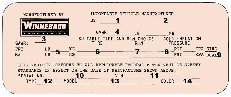 SECTION 1 INTRODUCTION VEHICLE CERTIFICATION LABEL This label contains vehicle identification and other important reference information.