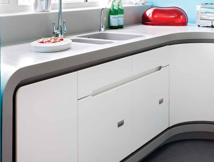DESIGNERS AND SPECIFIERS Corian Doors in the Kitchen A combination of Dove Corian for the worktops and
