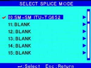 Creation or deletion of a splice mode Setting How to create a splice mode Splice mode setting screen Nine splice modes are