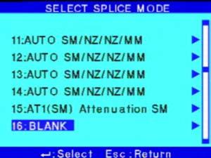 Select BLANK from [Select Splice Mode] Select BLANK from Select Splice Mode and press the right arrow and the Select splice