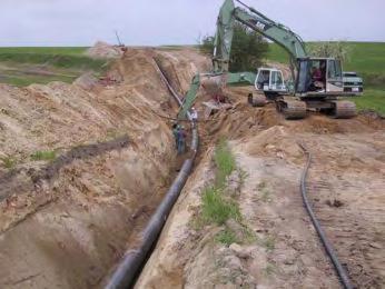 Sensing cable installation. Cable installation at the time of the oil pipeline construction.