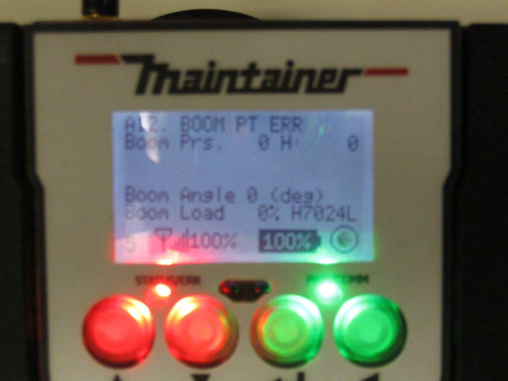 A12- Boom Pressure Transducer Error A12- BOOM PT ERROR If the Pressure Transducer is damaged or disconnected, the control system senses