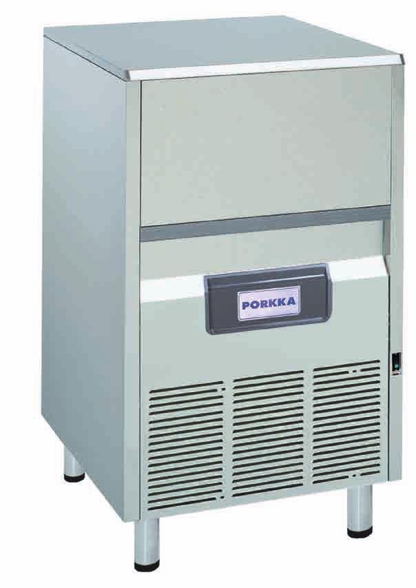 KF KFP Series Automatic Flake Ice Machines Porkka ice flakers produce ice flakes that are dry and compact, this allows the ice to remain free flowing for easy use even after long storage periods.