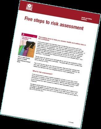Risk assessments Required by law For all activities To identify hazards and precautions Must be reviewed, e.g.