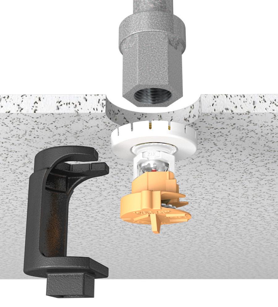 Install the sprinkler and escutcheon assembly into the pipe fitting.