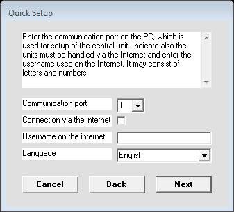 Open Profort PC program. Depending on the program used, Profort PC program opens with either a main page for Basic setup or a window for Quick setup.