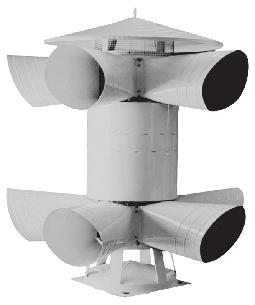 Omni-Directional Edwards Warning Siren 127 db, 5 Horn, Equal Length, Dual Row EWS-V8-3 The largest omni-directional siren in existence.