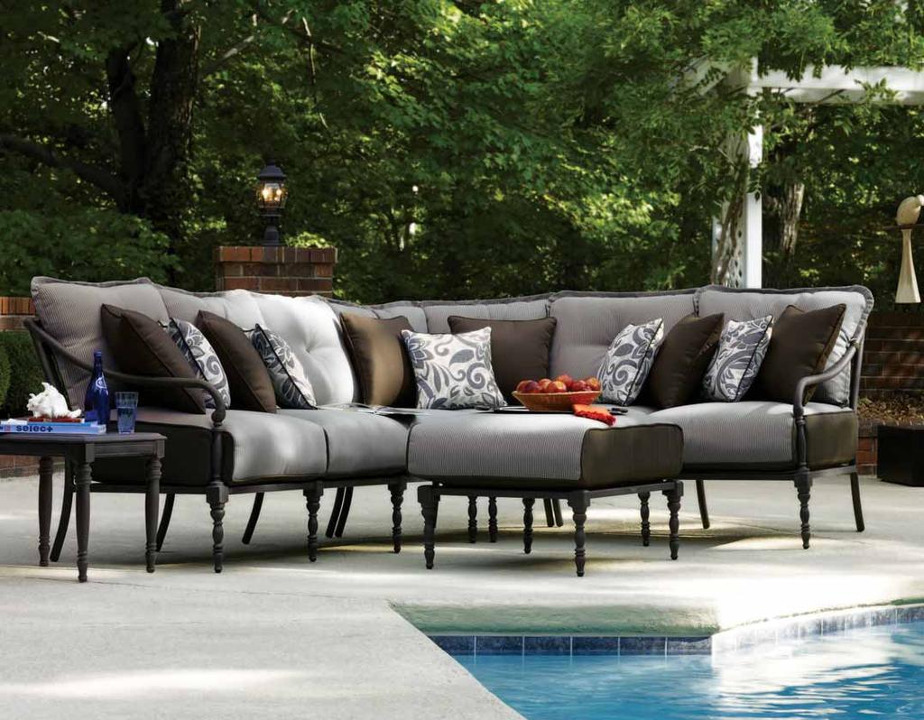 Summer Silhouette 4-Piece Sectional Set with Summer Silhouette Side Table.