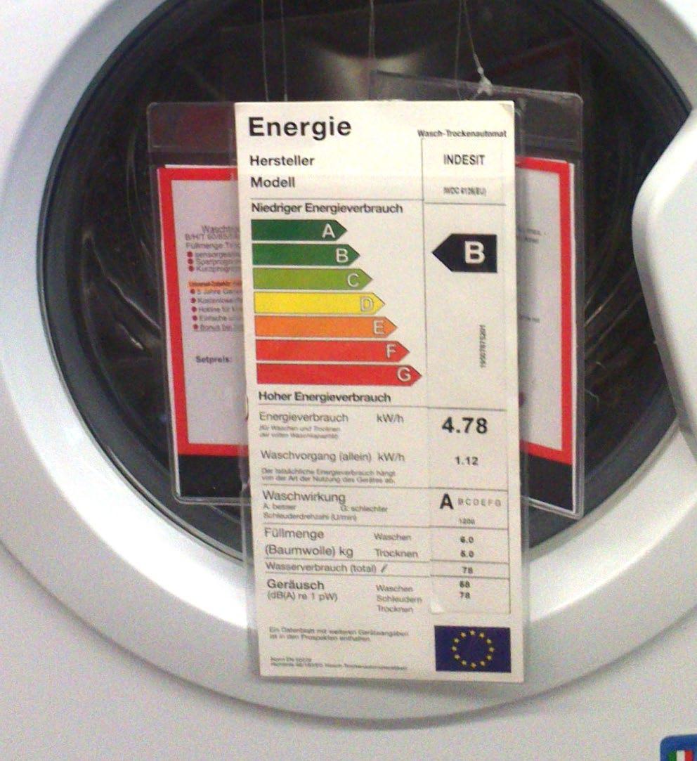 Washing machines Washing machines have seen the energy label in most cases, the most frequent mistake being the wrong label placement or format in online shops.