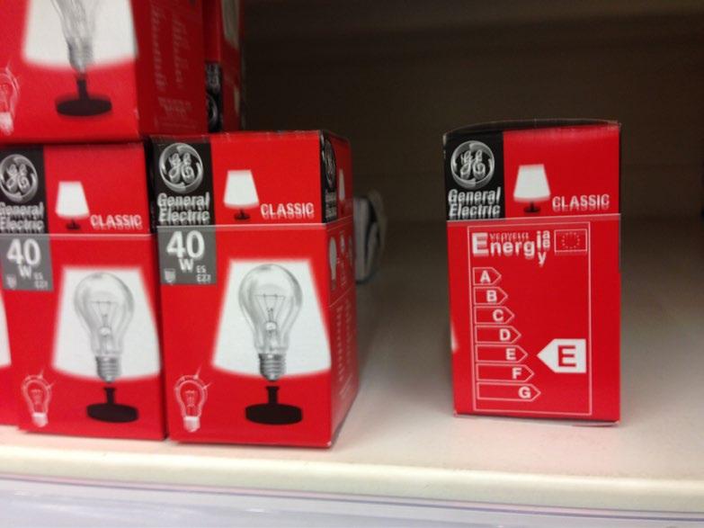 Lamps Lamps are the only product category, where the energy label is supposed to be printed directly on the