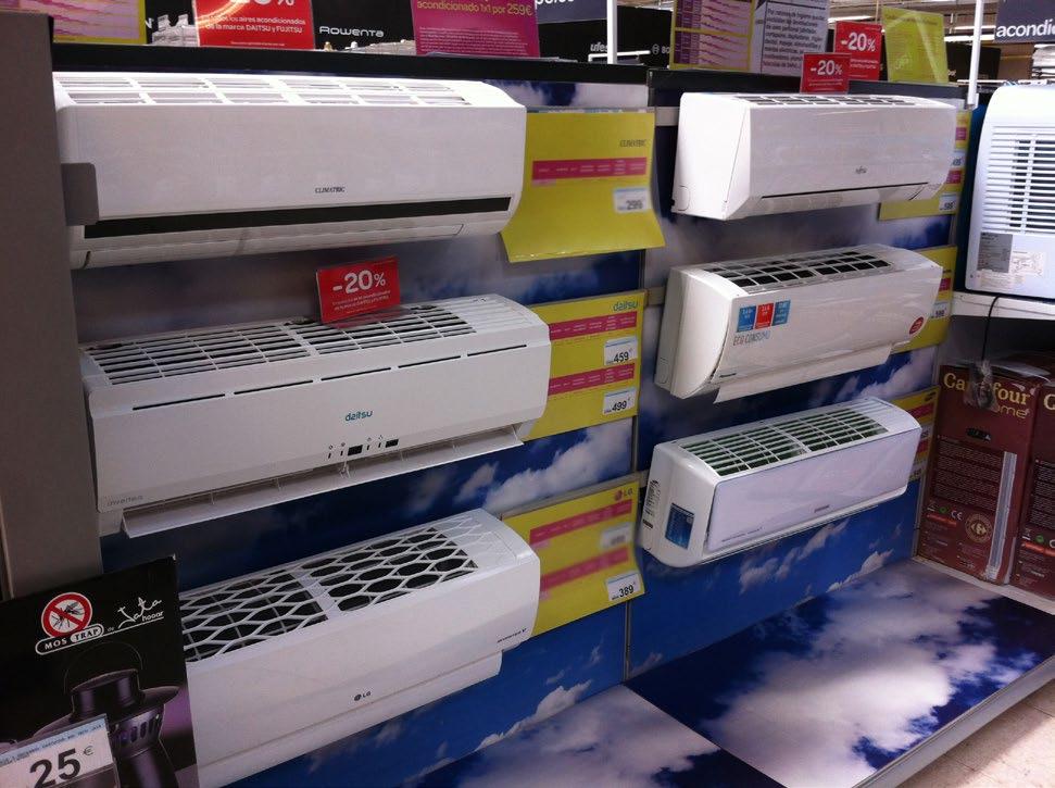 Air conditioners Air conditioners are often sold in shops with no or only few other product categories with an energy label (DIY shops), seasonal sales in summer and therefore lack of sales personnel
