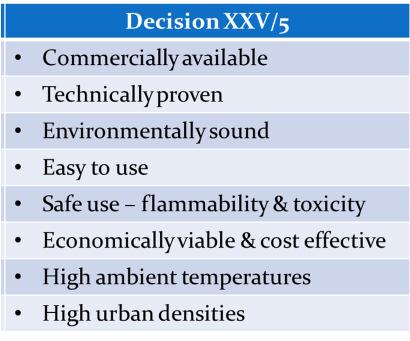 Decision XXV/5 Task Force Report: Additional Information to Alternatives on ODS Update information on alternatives to ozone-depleting substances in various sectors and subsectors and differentiating
