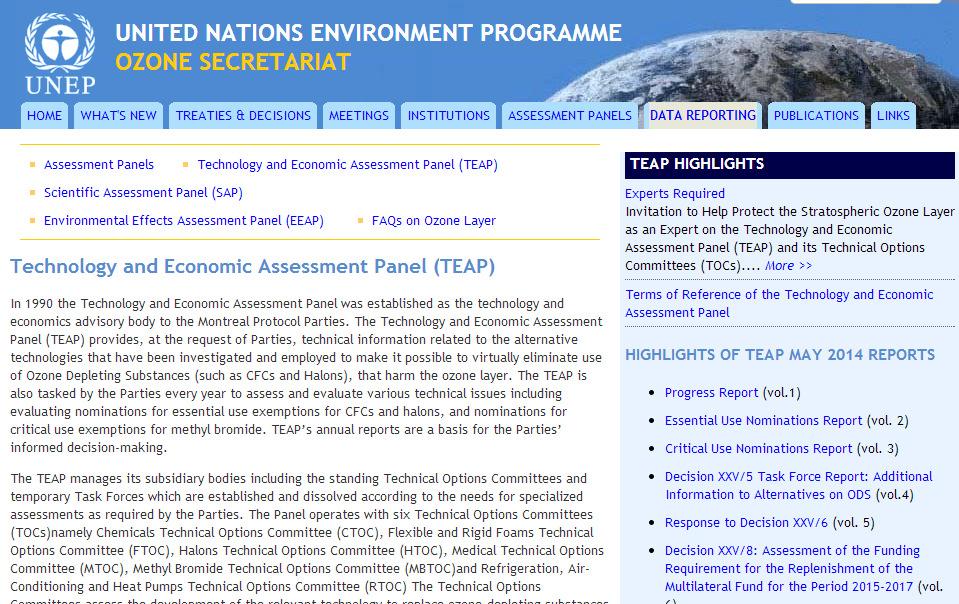 Draft Report available: http://ozone.unep.