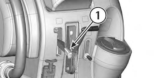 EMERGENCY BRAKE In case of an emergency, an immediate stop can be obtained acting upon the lever of the emergency and parking brake (1) by lowering it.