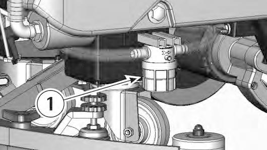 Unscrew the cap of the exhaust filter (1) so that the detergent solution flows out into appropriate containers.
