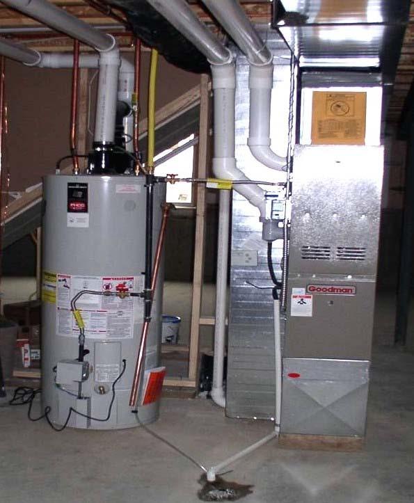 Both the hot water heater and furnace shown here are closed combustion
