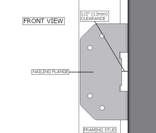 Secure with screws (provided in installation manual parts packet) through the slots in the nailing flanges. 3. Bend perforation on nailing flange until parallel with fireplace face.