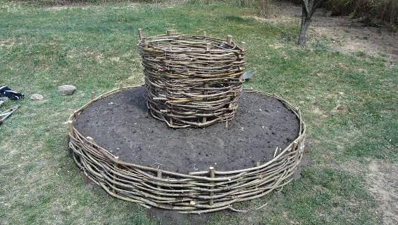 10. Once your composting unit is in place the Salix branches, which are working as your basket spokes, may sprout.