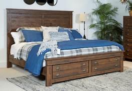 drawers provide ample storage space Case pieces accented with dark pewter hooded bin-pull handles Two-drawer platform footboard utilizes under bed space for storage Beds available: