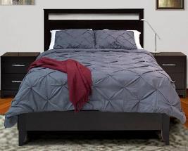 in a black finish Beds available: King Panel Bed (56/58/97) Contemporary group in a dark merlot finish over replicated mahogany grain Headboard offers