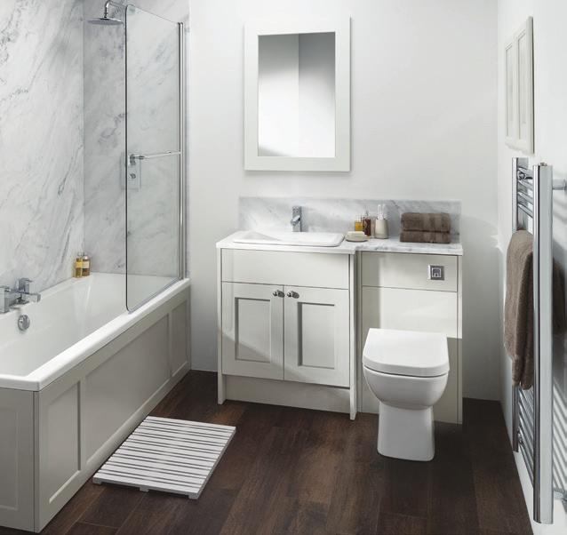 For a harmonious feel to your bathroom, introduce matching bath panels which