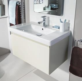 2 Malmö 746mm single drawer unit in Matt Porcelain, complimented with a White (WE) solid