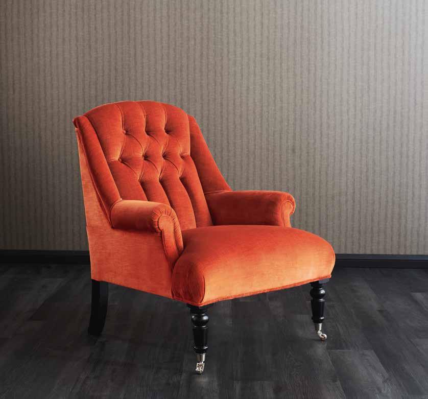 DENHAM A stylish version of a traditional Victorian button-backed chair. Elegant and functional, it is a useful addition to any seating group.