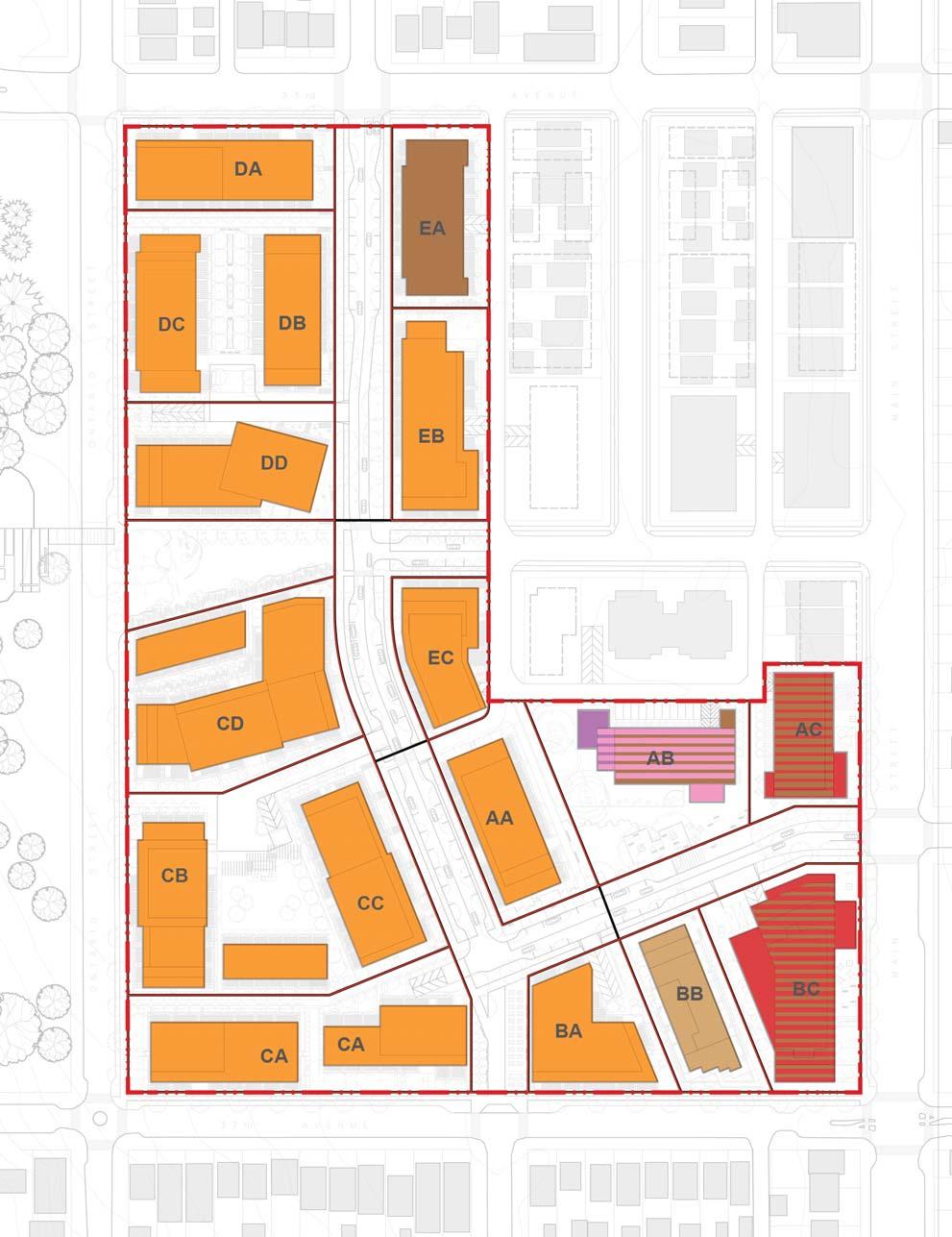 2.4.4 Land Use, Buildings, and Heights Figure 2-13: Land Use Plan At ground floor the plan has the most variety of uses, ensuring the activation of the public realm.