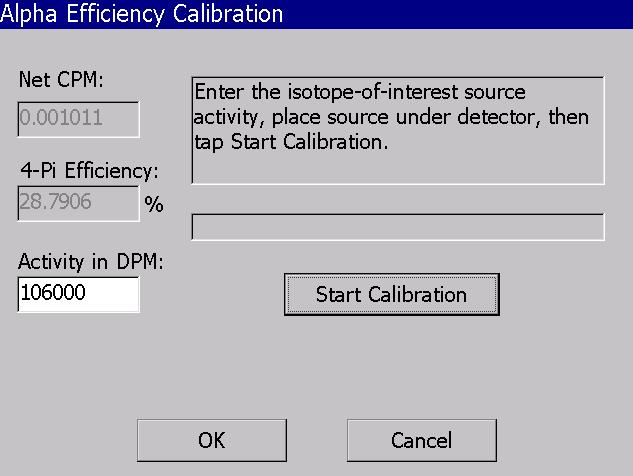 Alpha Efficiency Calibration Alpha Efficiency calibration is not an elevation-dependent function.