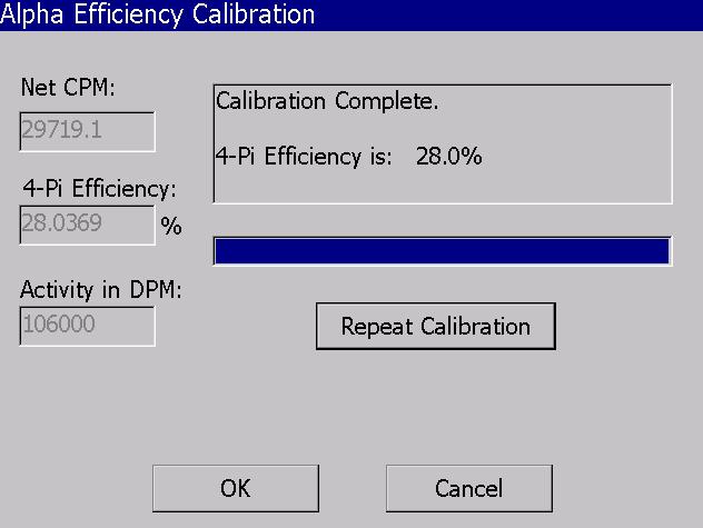 Performing the Alpha Efficiency Calibration is used to determine the detector counting efficiency to the isotope-of-interest energy.