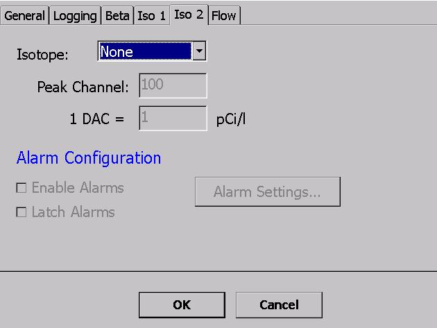 DAC Constant This setting defines the conversion constant to convert from Pico- Curies per liter to DAC, defined by 10CFR835.