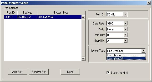 Chapter 11: Setting Up Ports and Panels Use the drop-down System Type list to select the system type you will connect to your COM port.