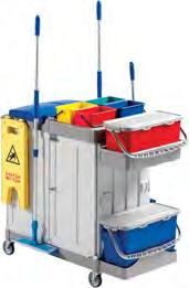 Featured here is our General Cleaning Cart, offering space-saving bag holders (folds up when not in use), a top