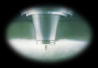 .3.2.4 Ultrasonic nozzle (sonic energy) Sonic atomizers use high-frequency sound energy created by a sonic resonance cup placed in front of the nozzle to disintegrate droplets from the