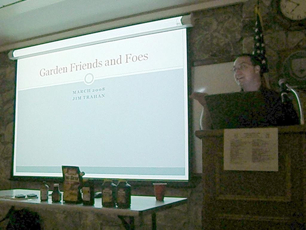 Insect Control with Jim Trahan Photos by Joey McCoy Jim Trahan gave a detailed presentation on garden friends and foes Importers, Retail & Wholesale Your source for: High quality Yagimitsu & Ryukoh