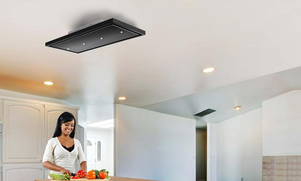 CEILING HOODS WITH RECIRCULATING MOTORS LA-VERDE-STRATOS Stainless Steel, Black and White This