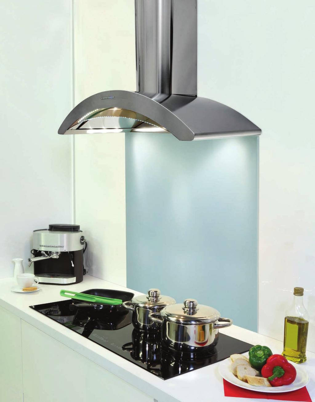 WALL MOUNTED HOODS LA-CRESTA Stainless Steel & Black Hoods The Cresta has a unique curved body and chimney and has some stunning features.