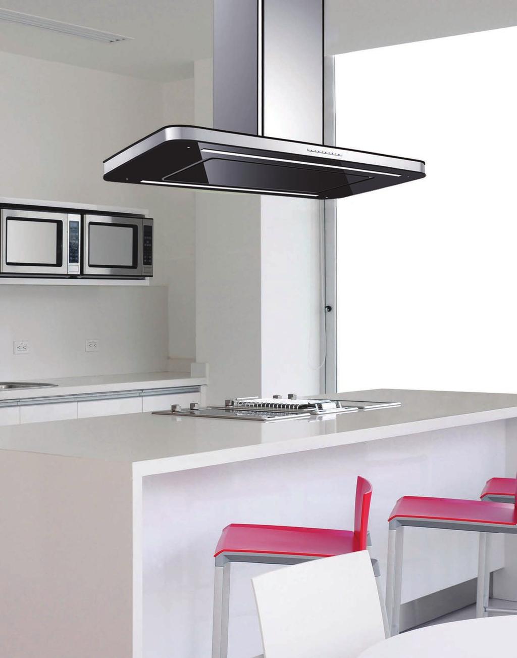ISLAND HOODS LA-COSMIC Stainless Steel/Black Glass or White Glass Superbly Built Introducing the
