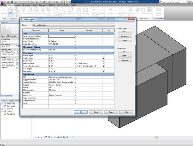 Defined Parameters in the Model Existing 3D models and subcontractor data