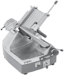 Manual Slicer Automatic Slicer Tilting, removable interlocked carriage. Anodized aluminum base.