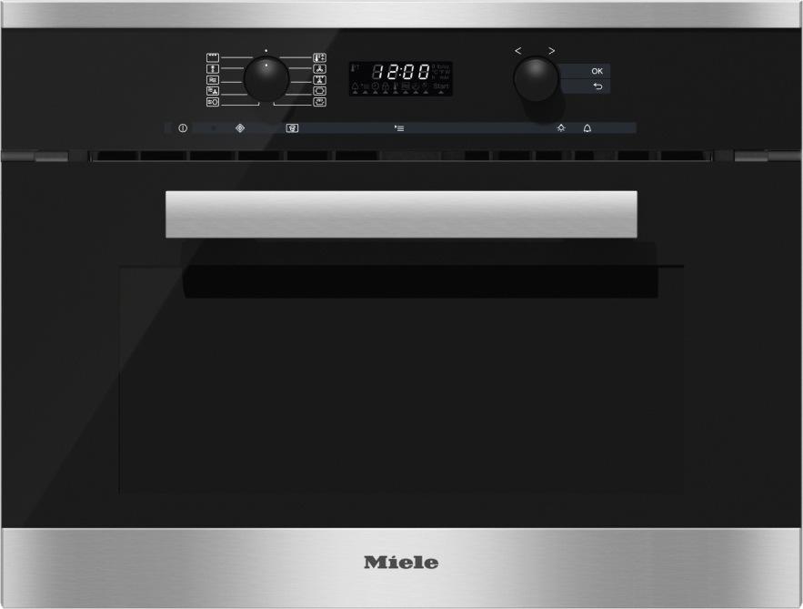 Buit-in compact oven H 6200 BM 45 cm niche EasyControl (7-segment LCD with knobs) Stainless-steel front with CleanSteel finish Microwave